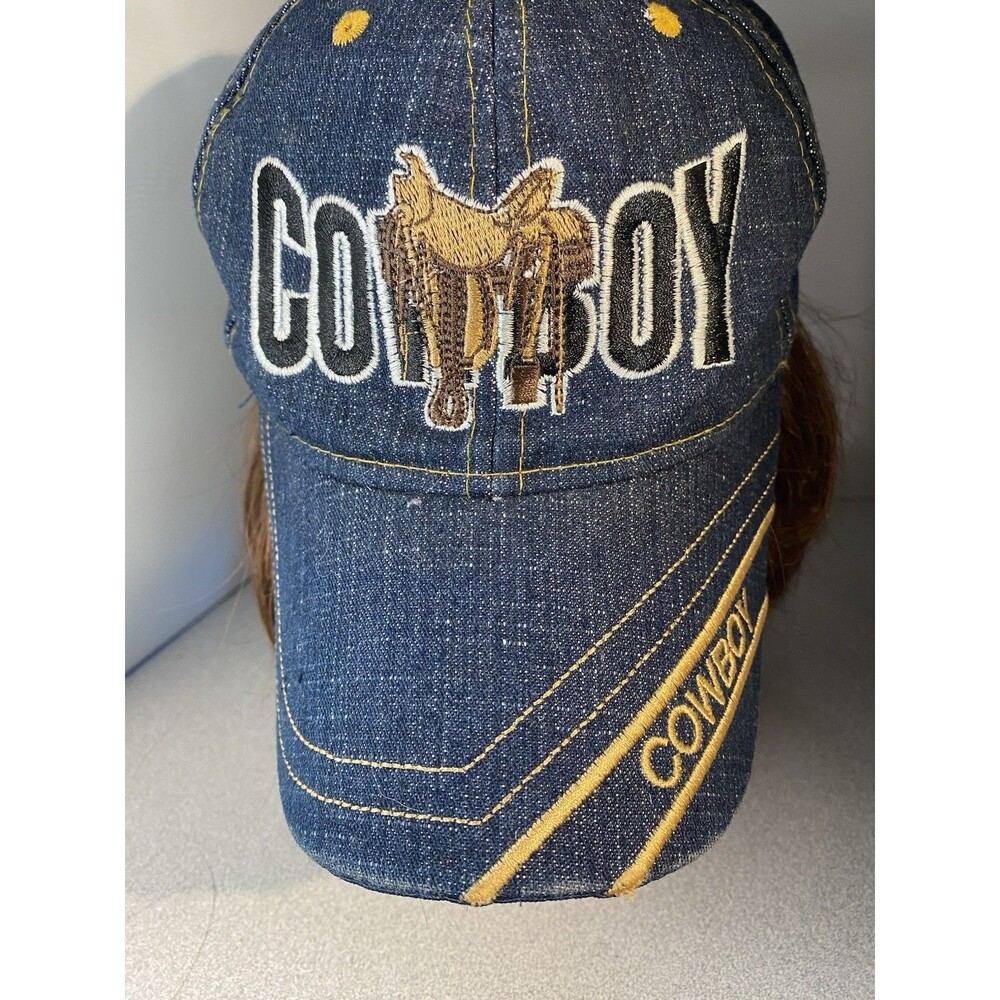Denim Cowboy Hat Embroidery Letter Cap Adjustable Closure One Size Baseball Golf